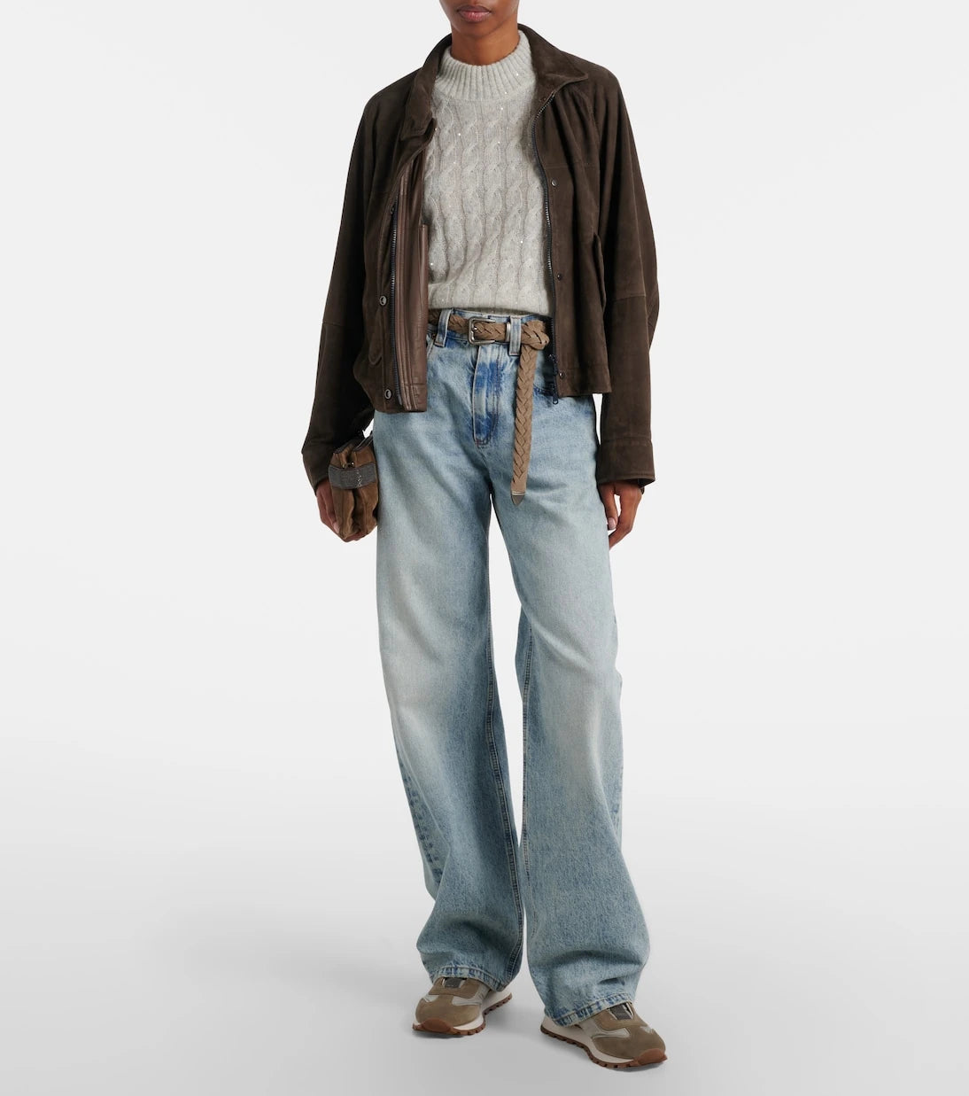 Brunello Cucinelli - Monili suede-trimmed sneakers