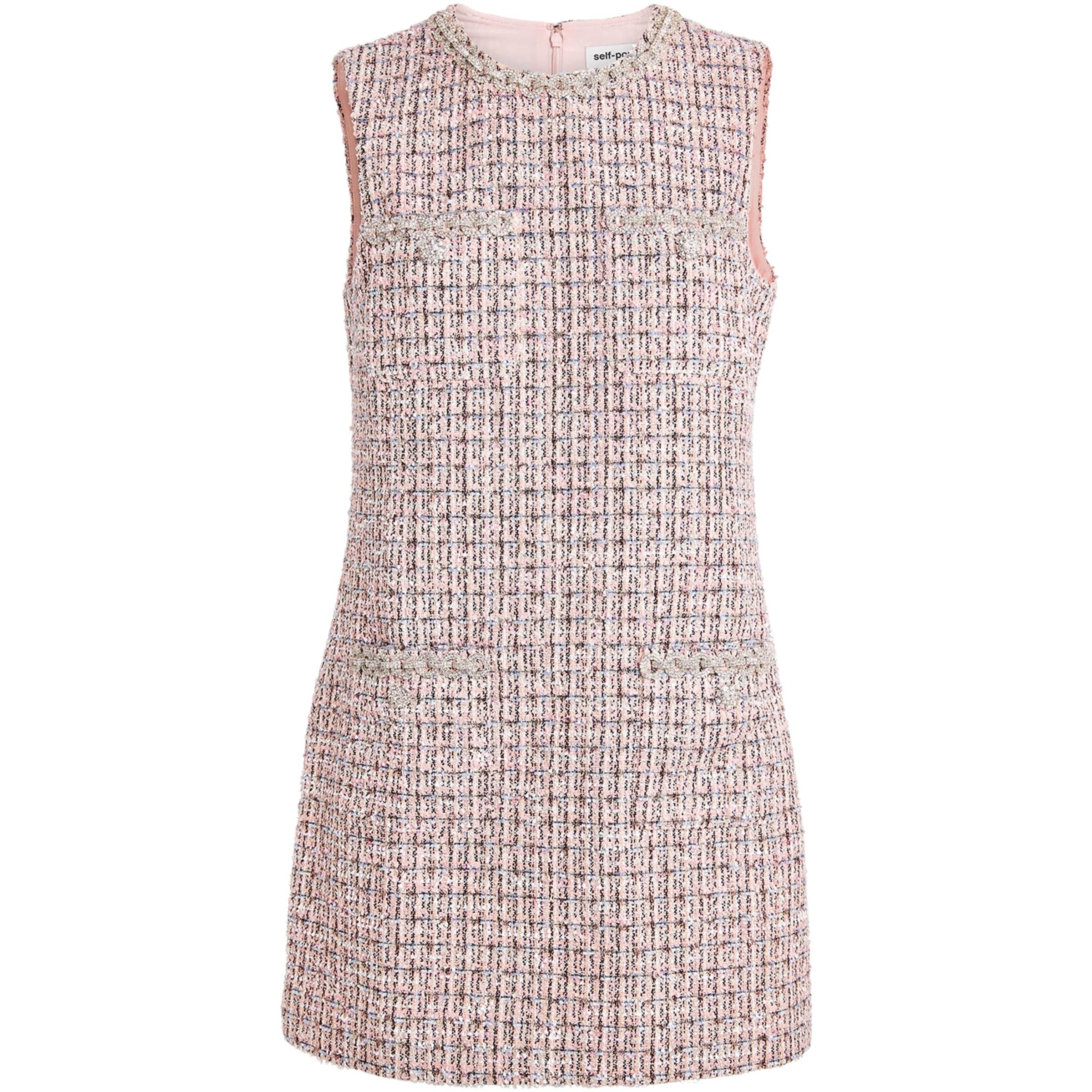 Self-Portrait Pink Bouclé Mini Dress