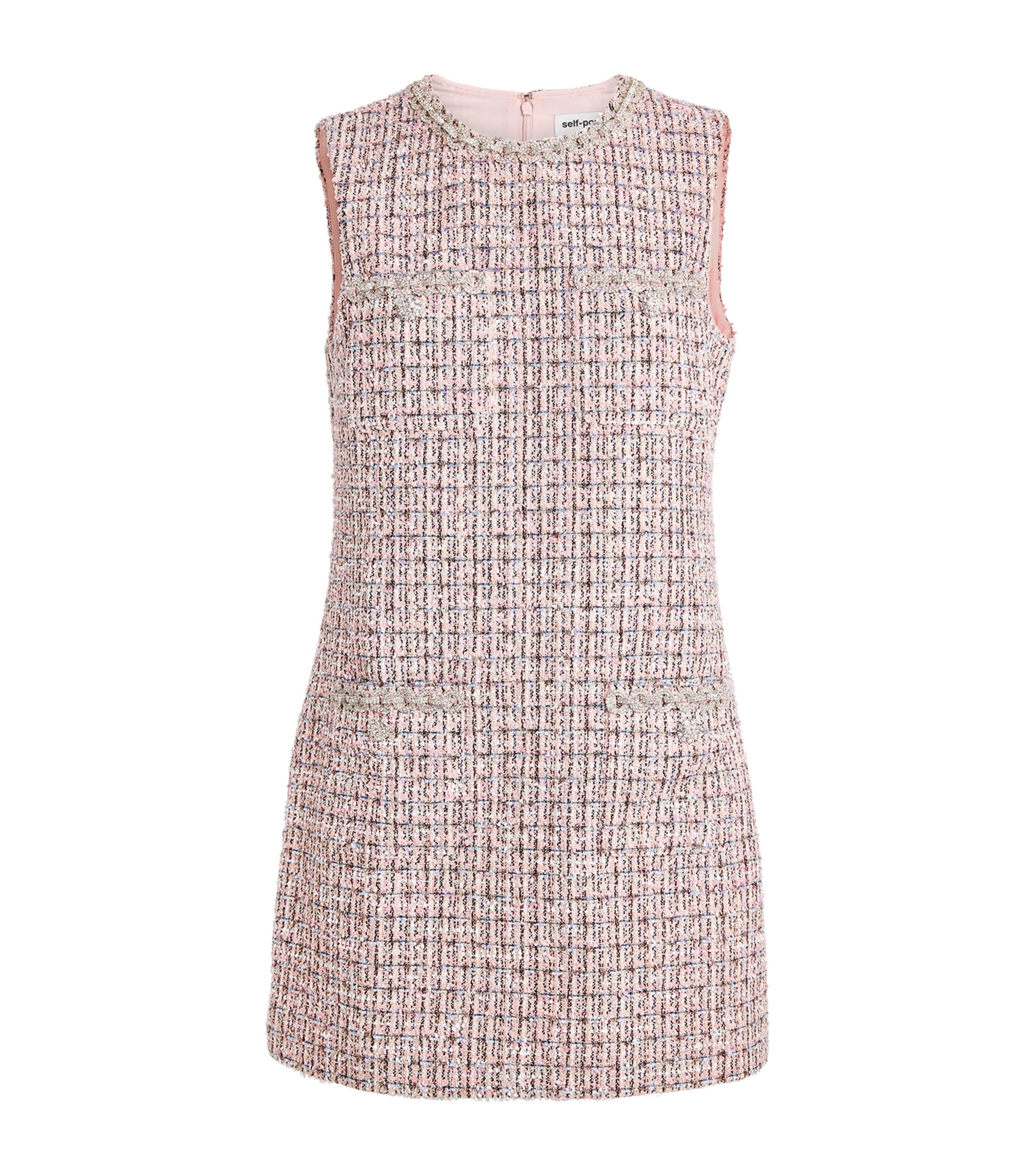 Self-Portrait Pink Bouclé Mini Dress