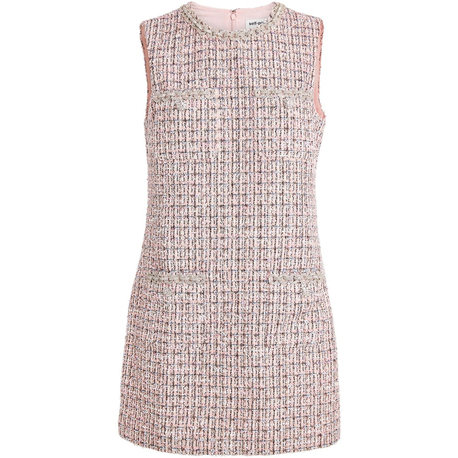 Self-Portrait Pink Bouclé Mini Dress