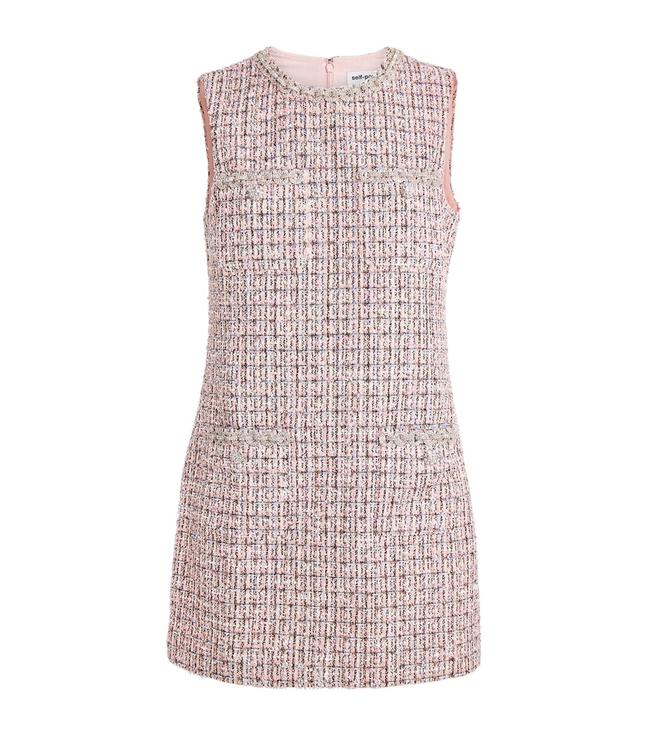 Self-Portrait Pink Bouclé Mini Dress