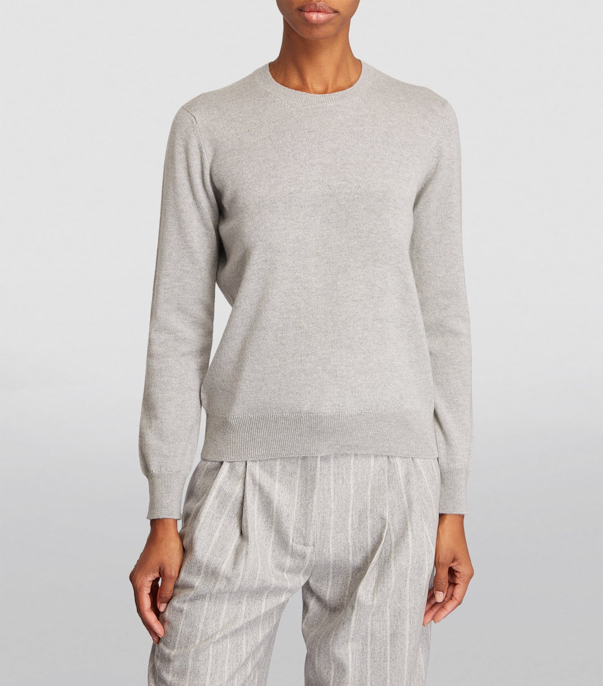 Grey Cashmere Crew-Neck Sweater