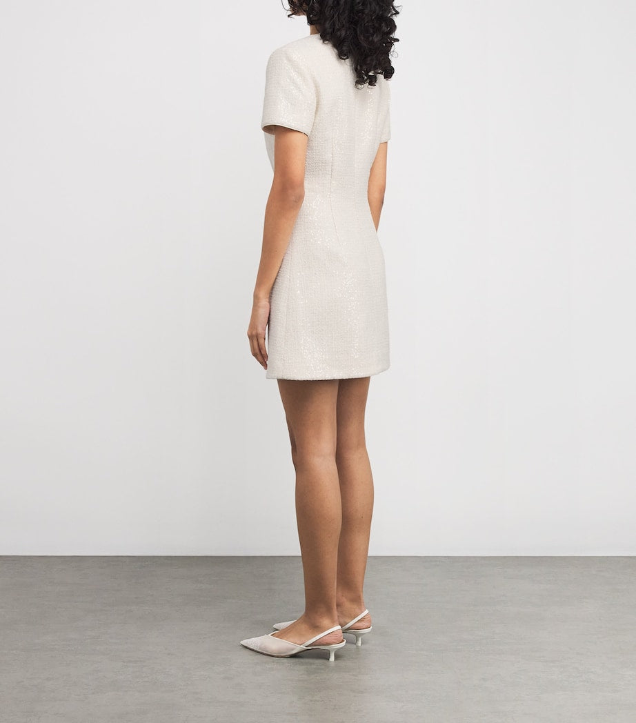 Self-Portrait Ivory Sequin Bouclé Bow Midi Dress