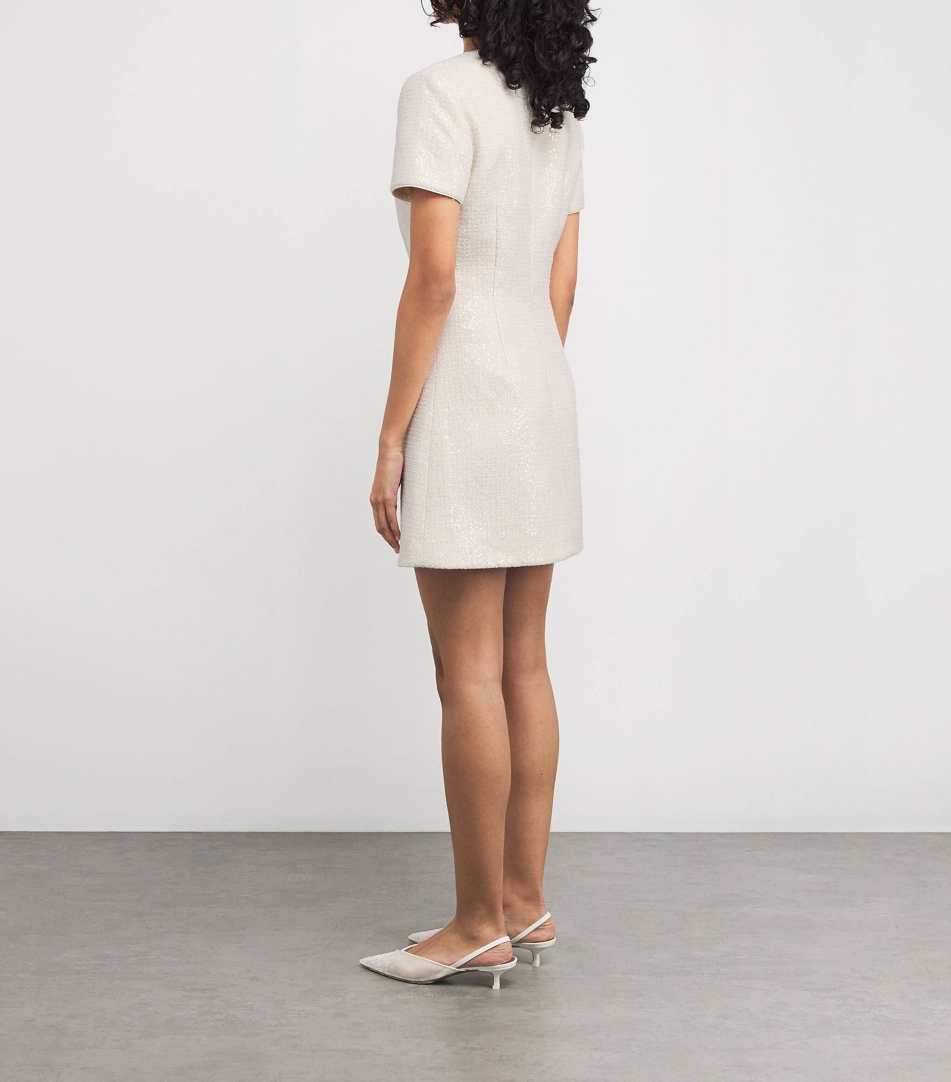 Self-Portrait Ivory Sequin Bouclé Bow Midi Dress