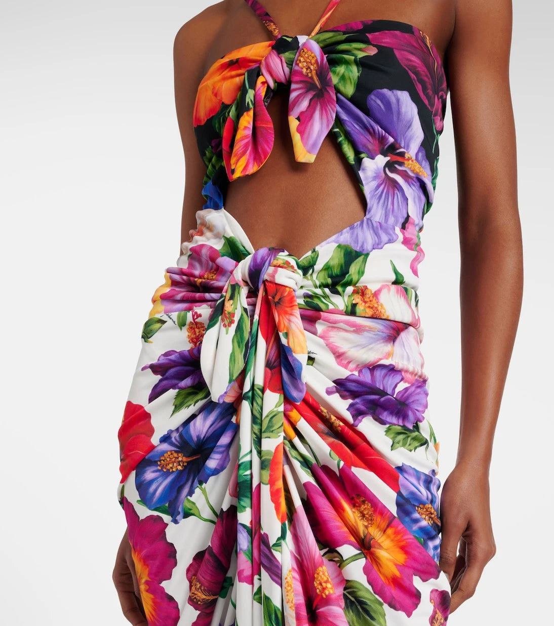 Dolce&Gabbana - Floral draped cutout midi dress