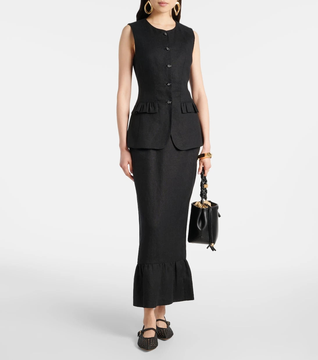 Posse - Matilda tiered linen pencil skirt