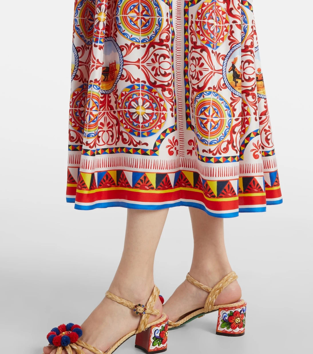 Dolce&Gabbana - فستان ميدي من الحرير المطبوع