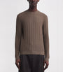 Emporio Armani Brown Virgin Wool Jacquard Stripe Sweater