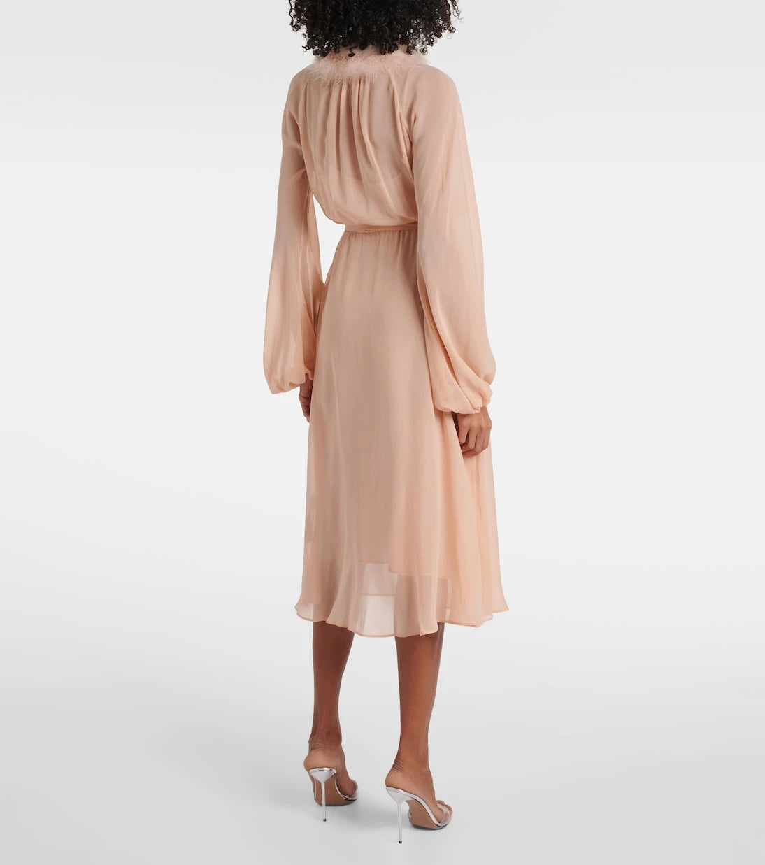 Blumarine - Georg feather-trimmed midi dress