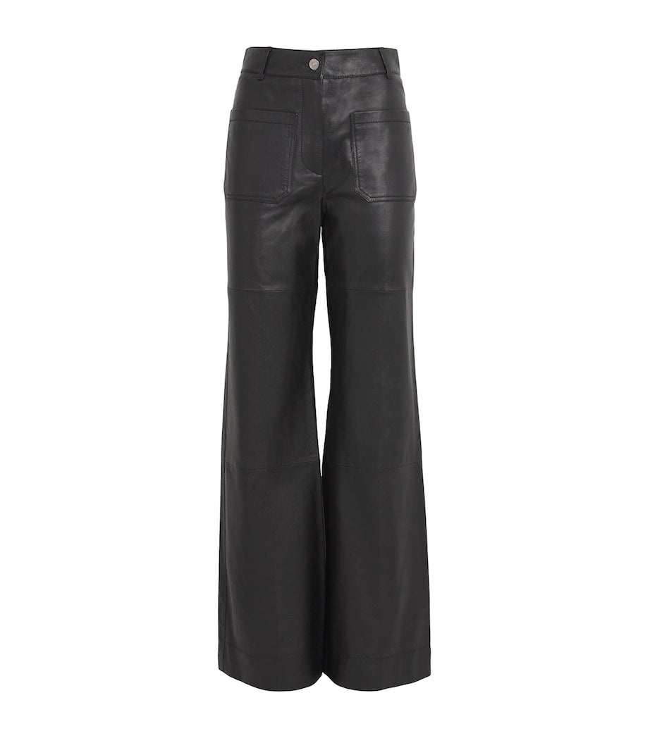 Victoria Beckham Black Leather Alina Trousers