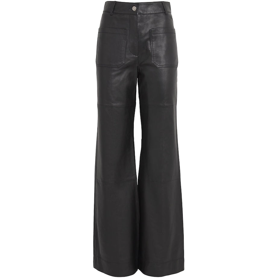 Victoria Beckham Black Leather Alina Trousers