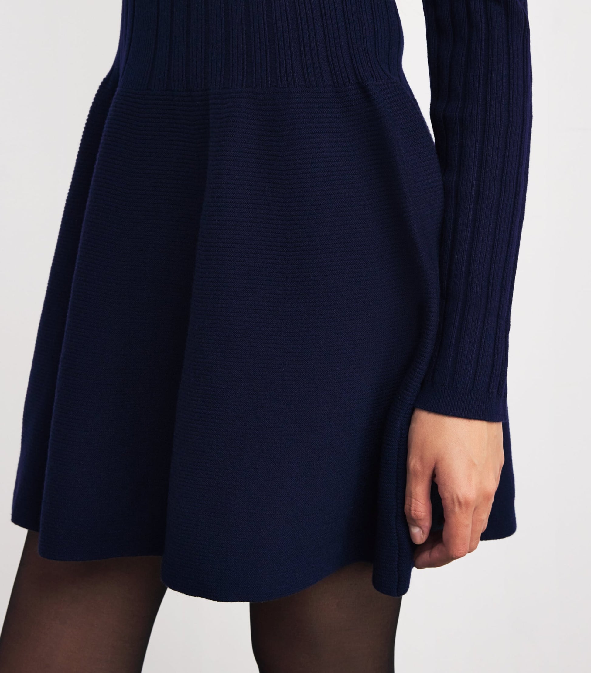 Maje Blue Ribbed Knitted Mini Dress