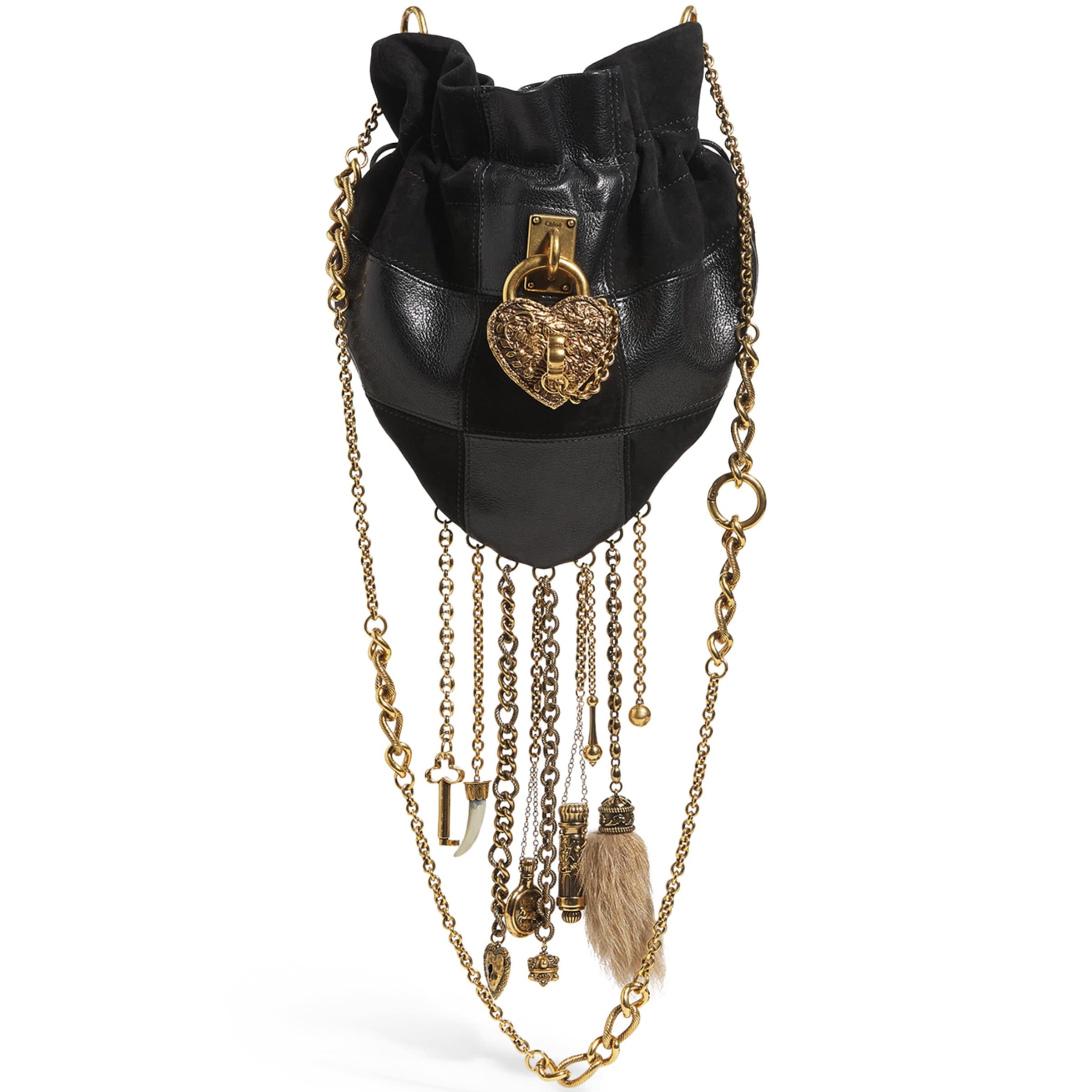 Chloé Black Patchwork-Leather Charms Cross-Body Bag