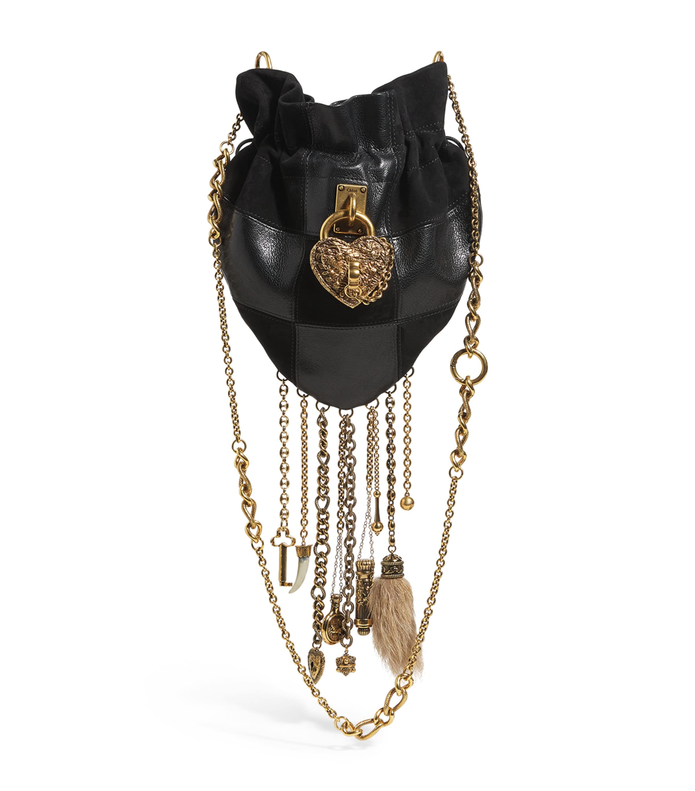 Chloé Black Patchwork-Leather Charms Cross-Body Bag