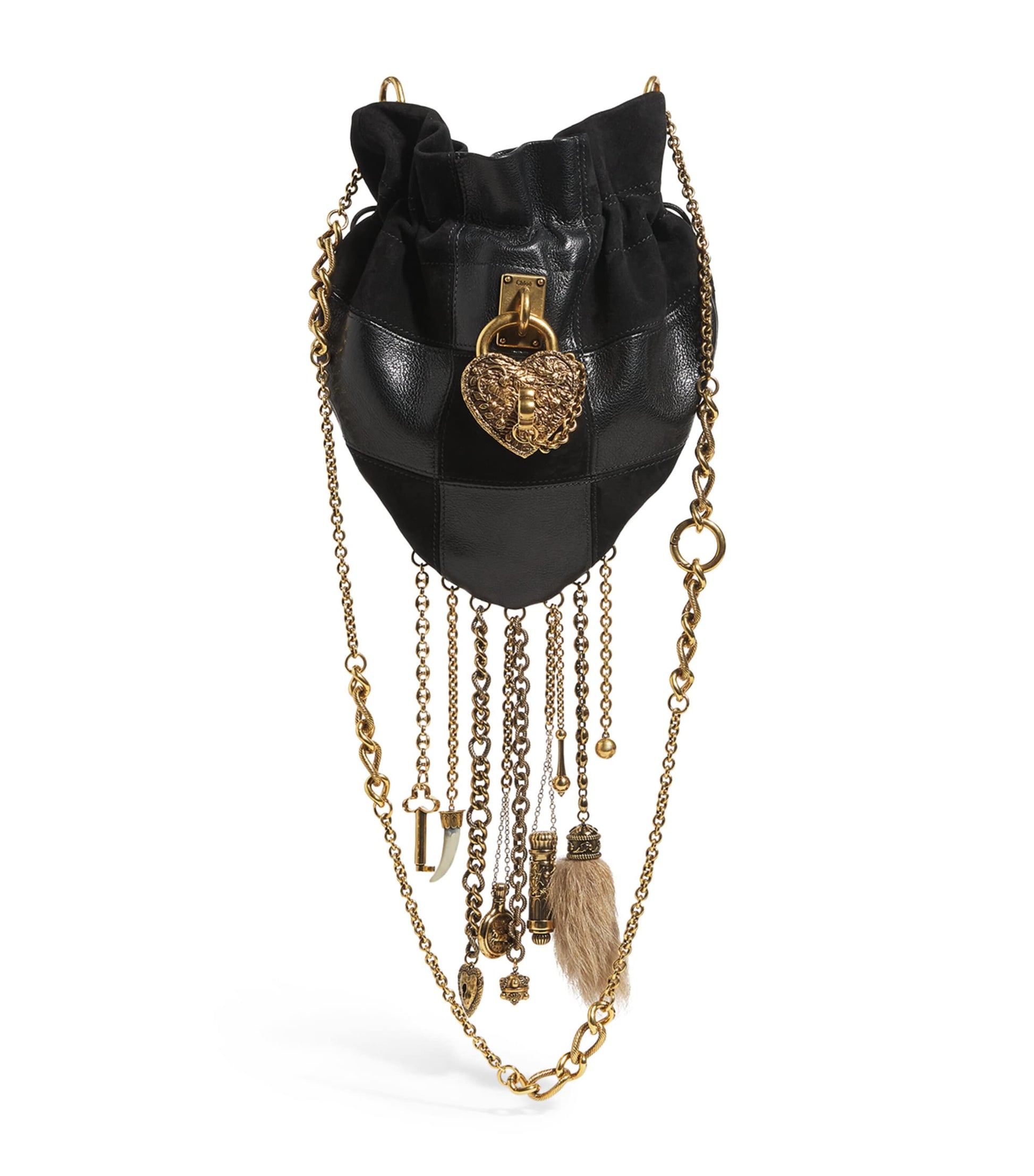 Chloé Black Patchwork-Leather Charms Cross-Body Bag