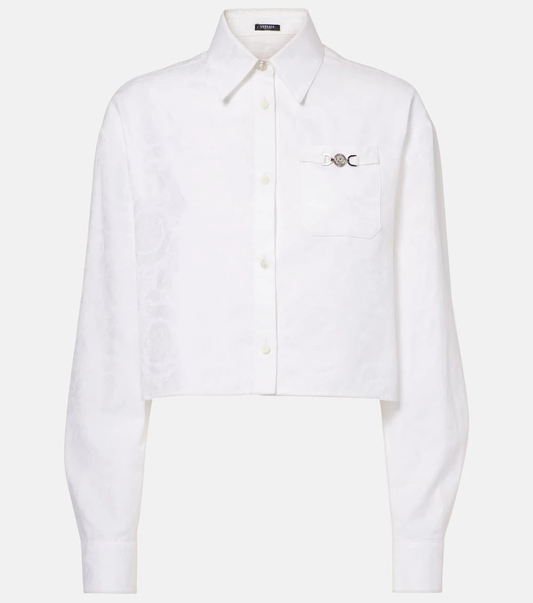 Versace - Barocco jacquard cropped cotton shirt