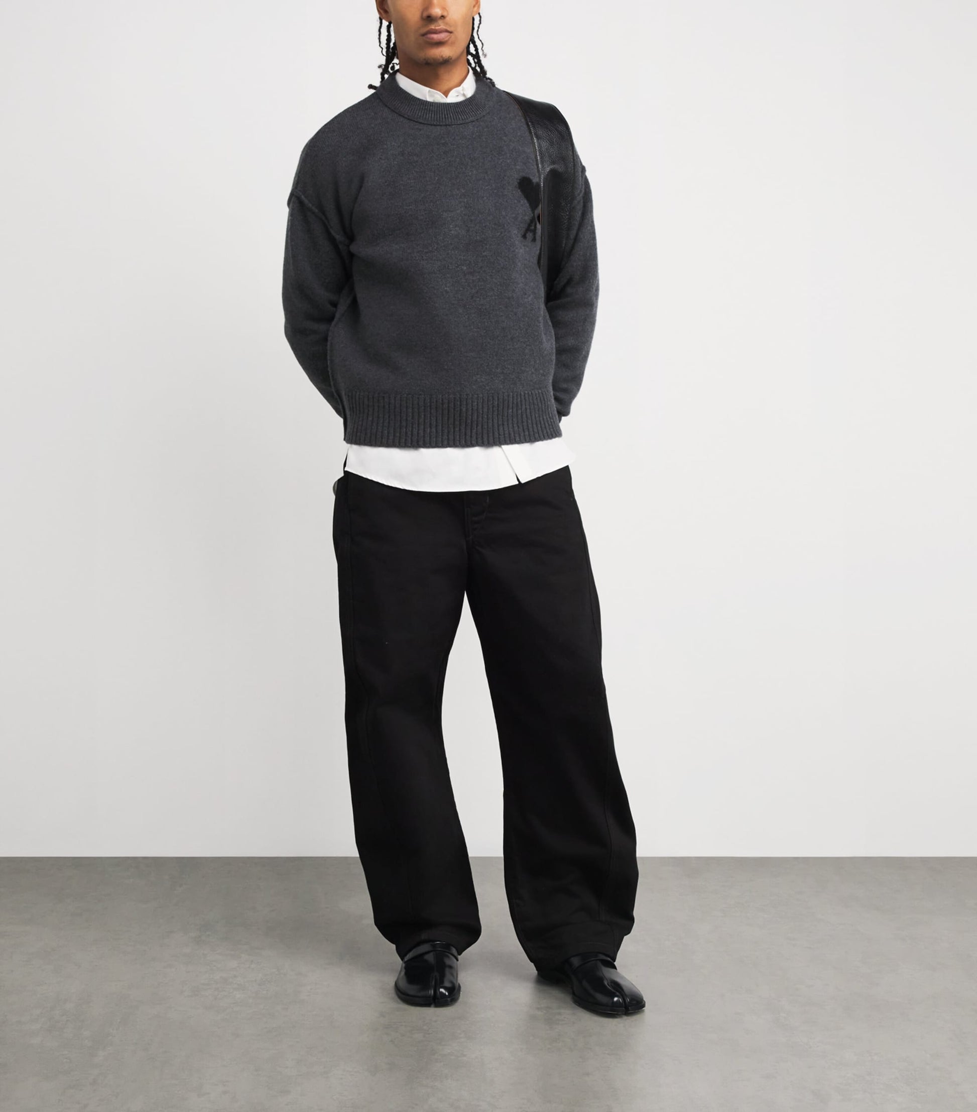 AMI Paris Black Wool Logo Sweater