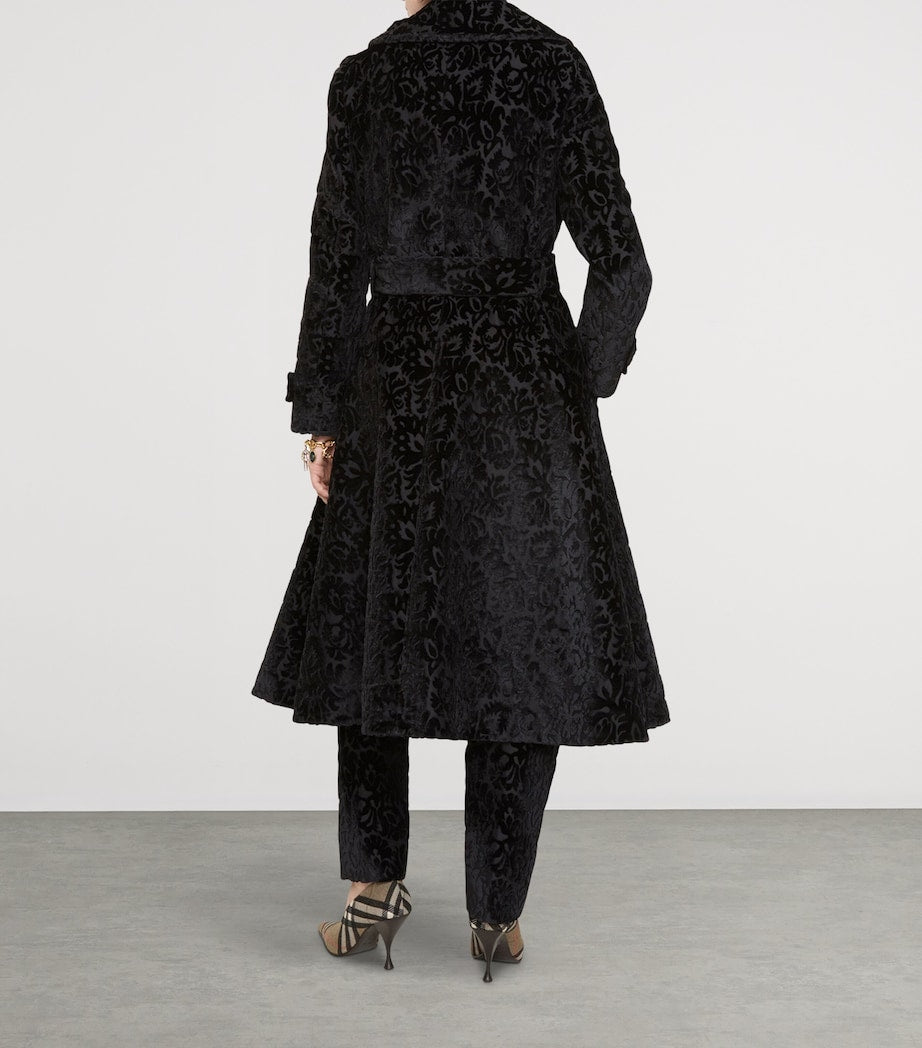 Burberry Black Silk-Blend Velvet Tailored Coat