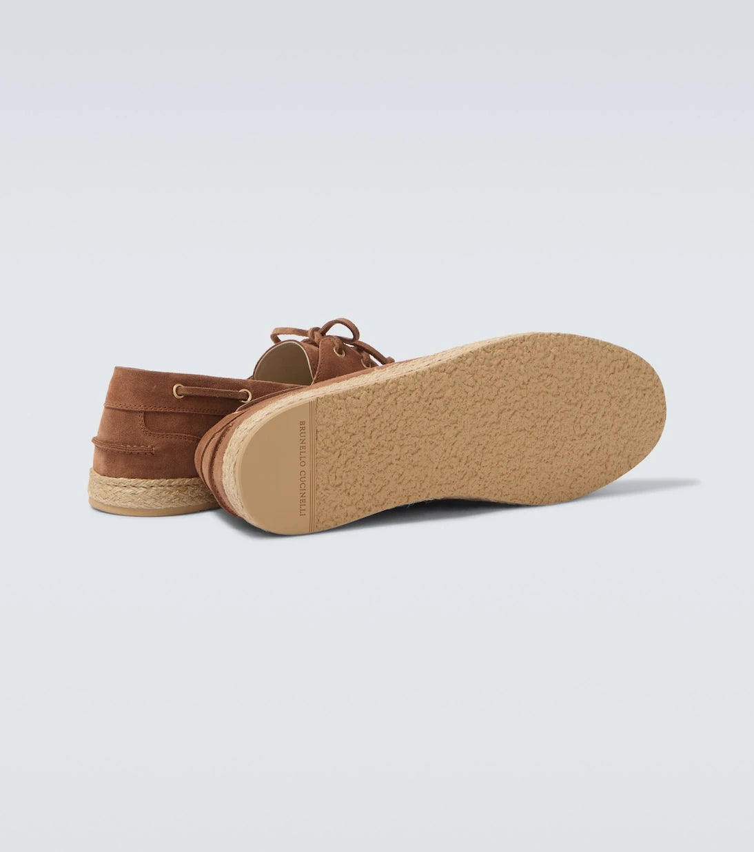 Brunello Cucinelli - Jute-trimmed suede boat shoes