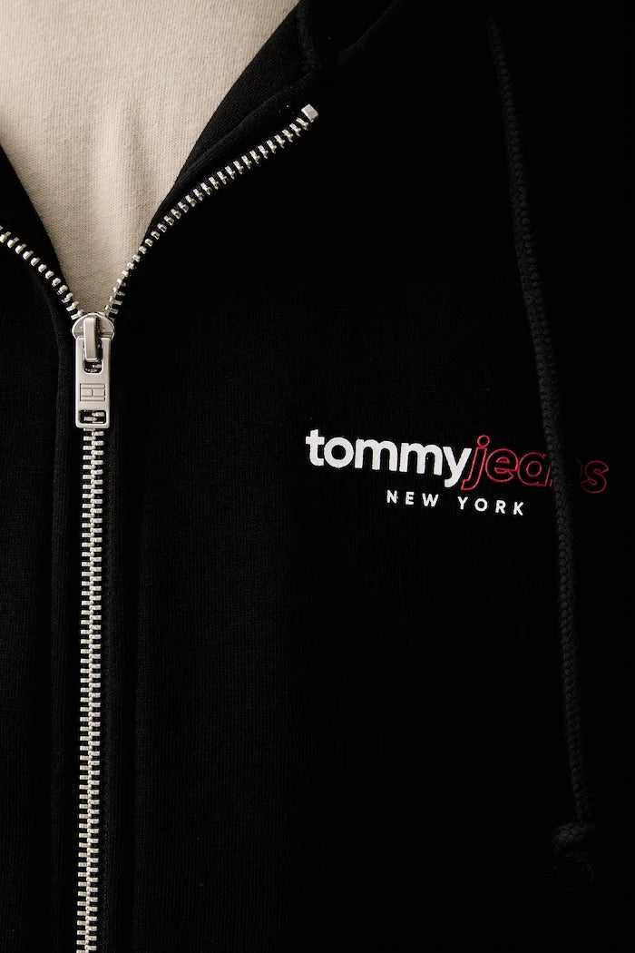 Tommy Jeans fermuarlı kapüşonlu erkek pamuklu sweatshirt