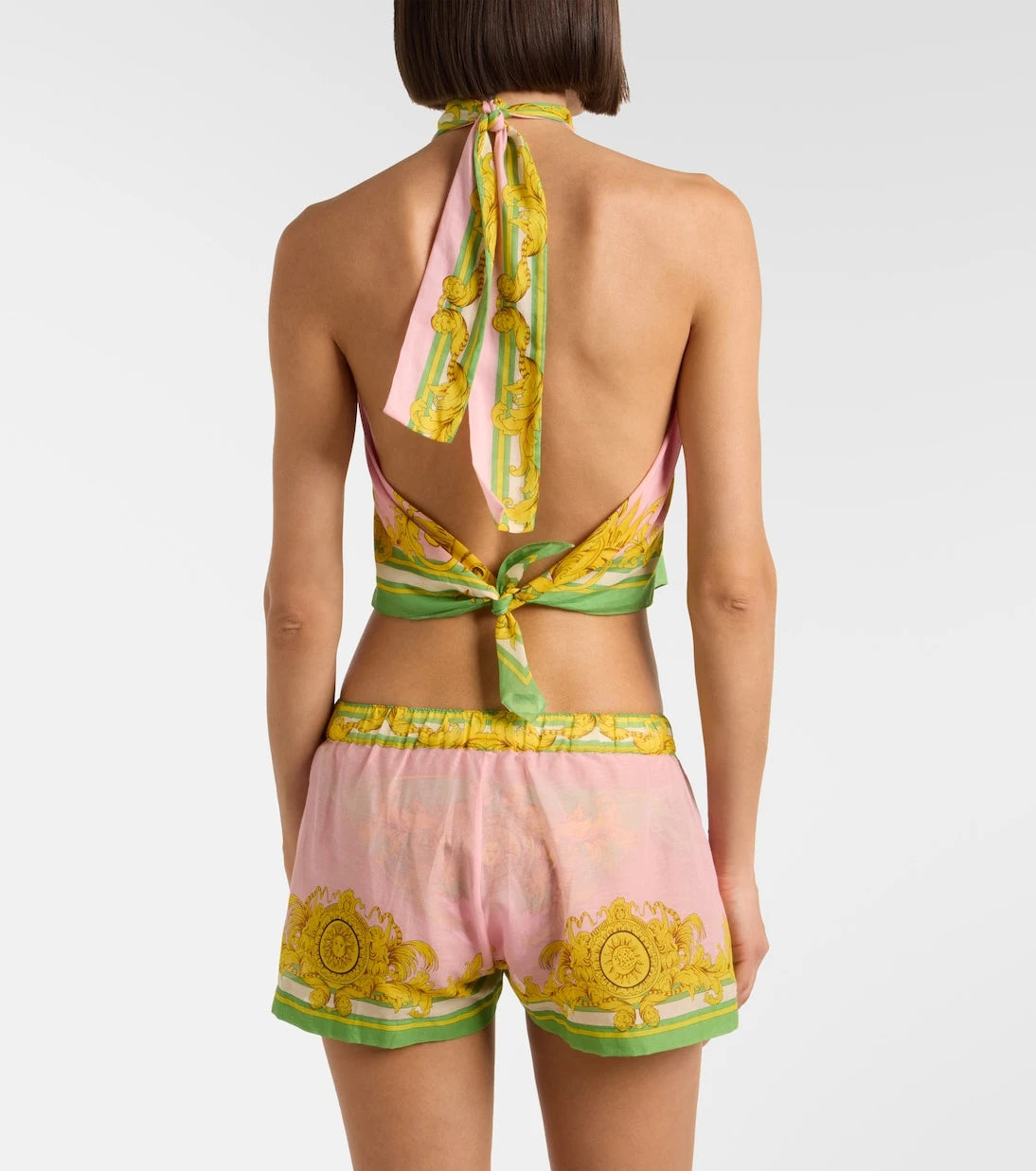 Versace - Printed cotton and silk voile shorts