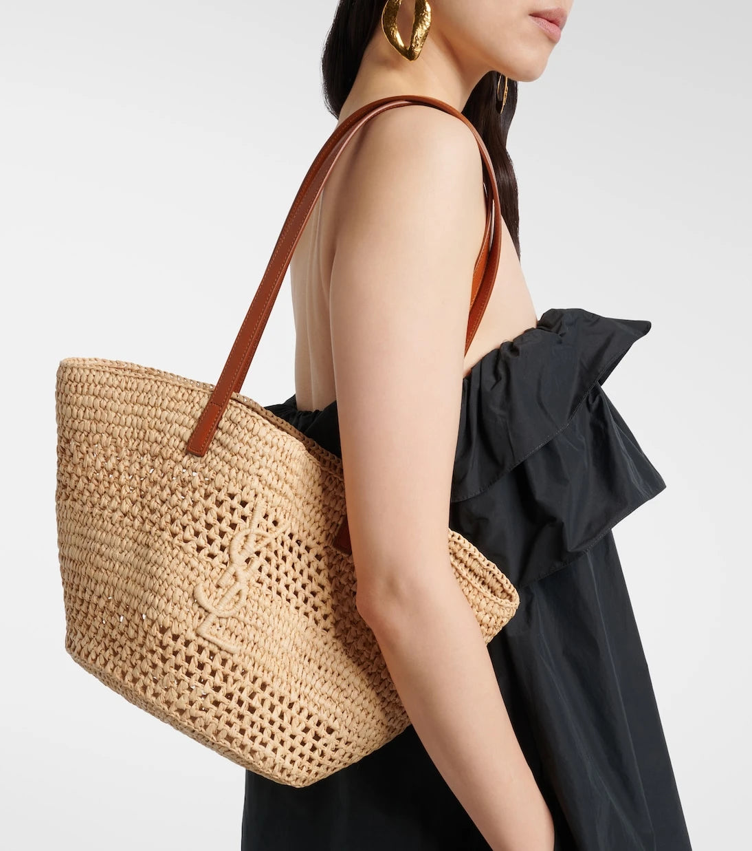 Saint Laurent - Panier Small raffia bucket bag