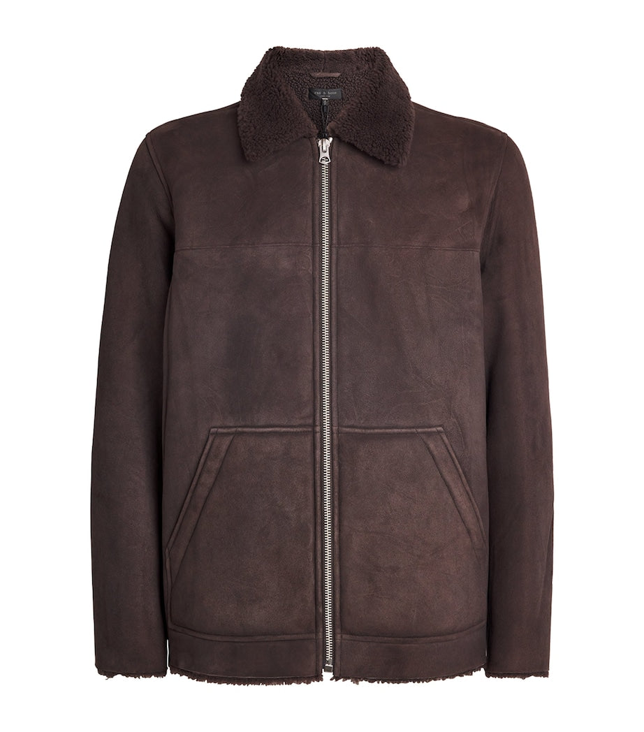 Rag & Bone Brown Shearling-Collar Jacket