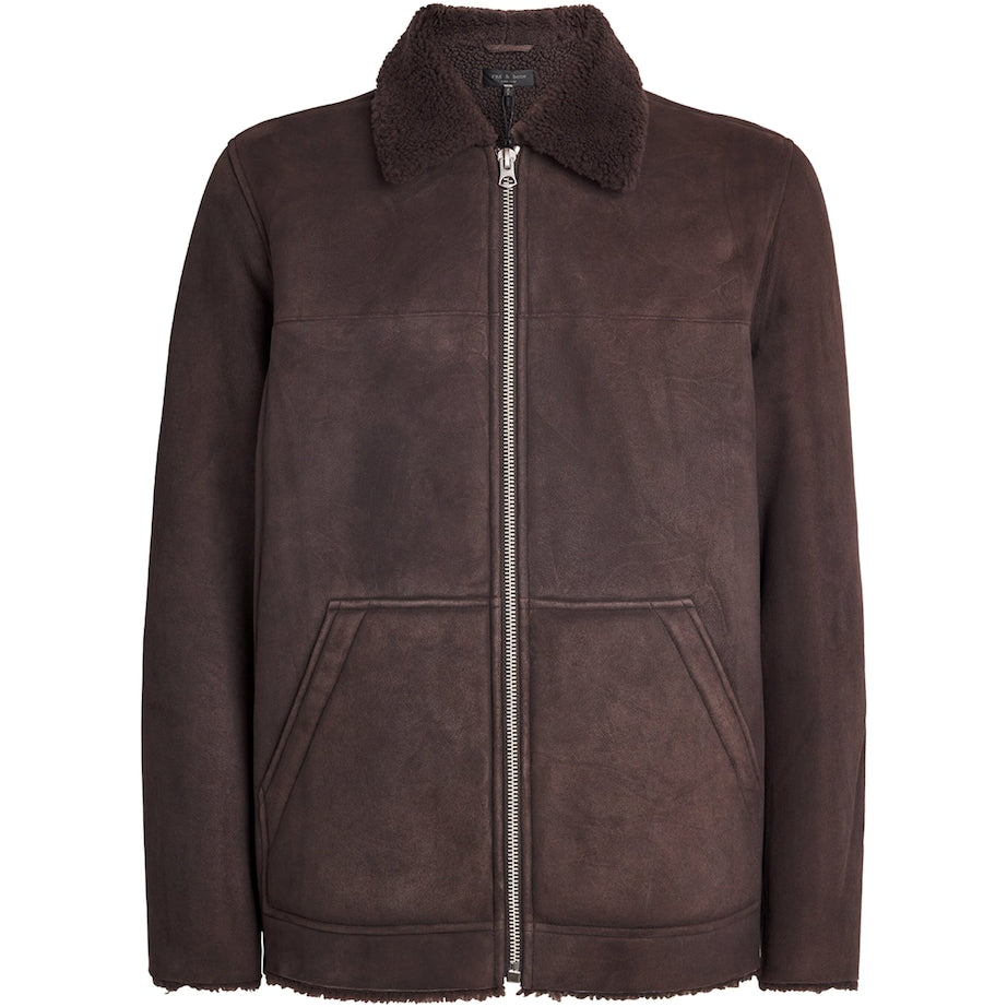 Rag & Bone Brown Shearling-Collar Jacket