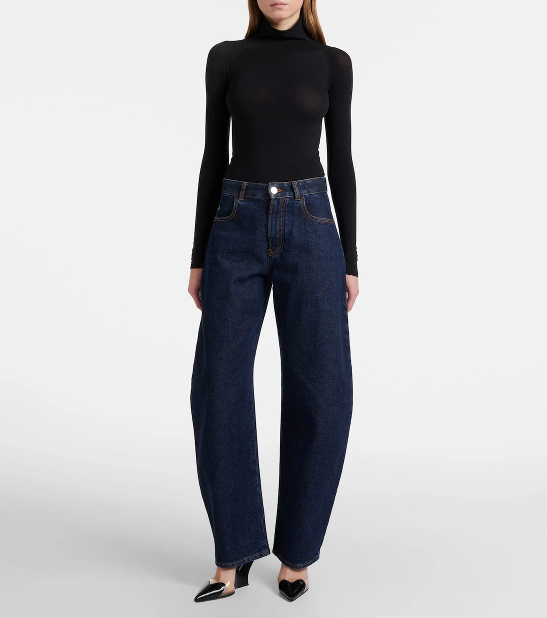 Alaïa - Le Cœur 90 PU and leather wedge mules