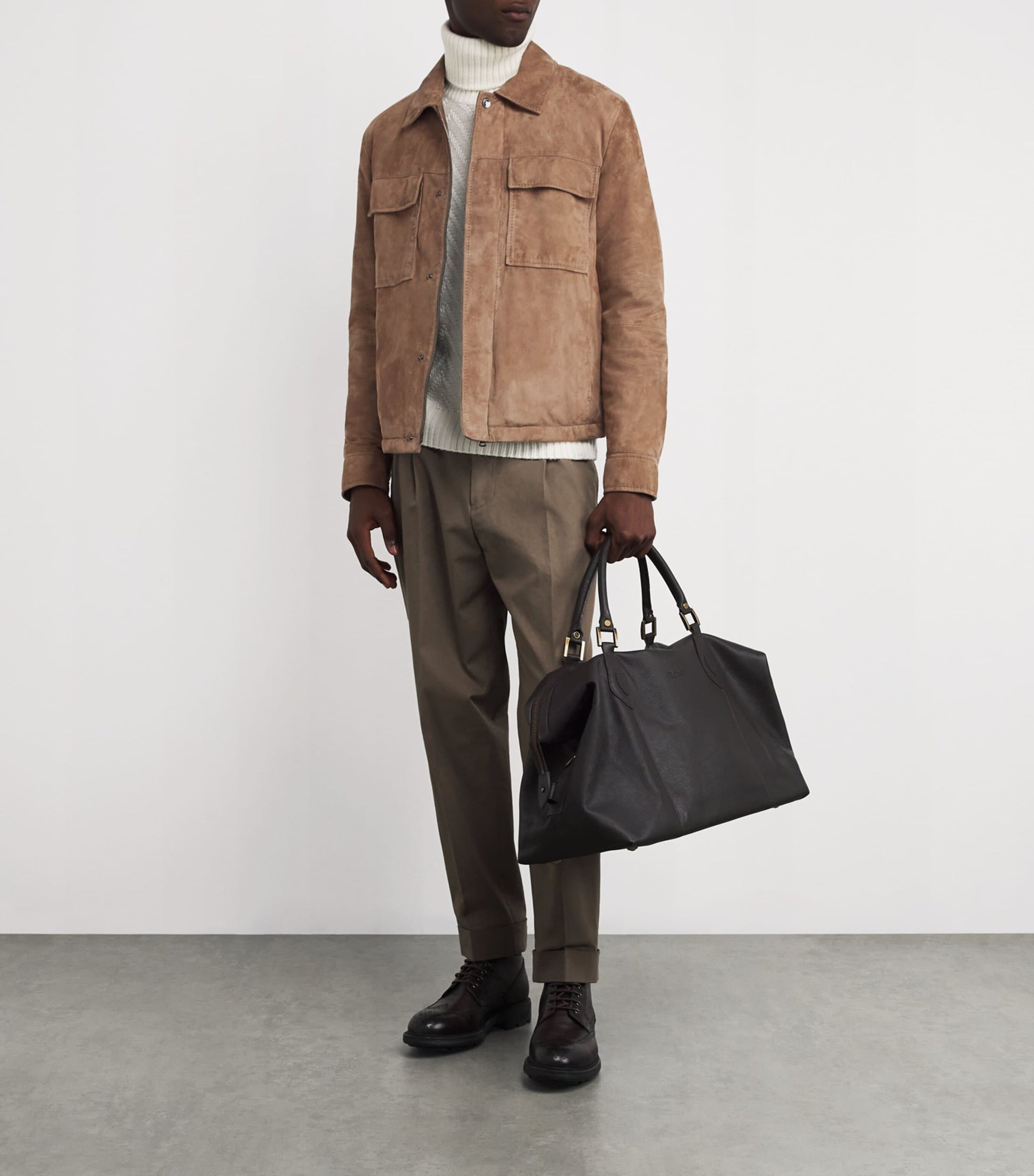 Paul & Shark Brown Aqualeather Suede Shacket