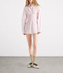 Pink Poplin Smocked-Waist Shirt Dress