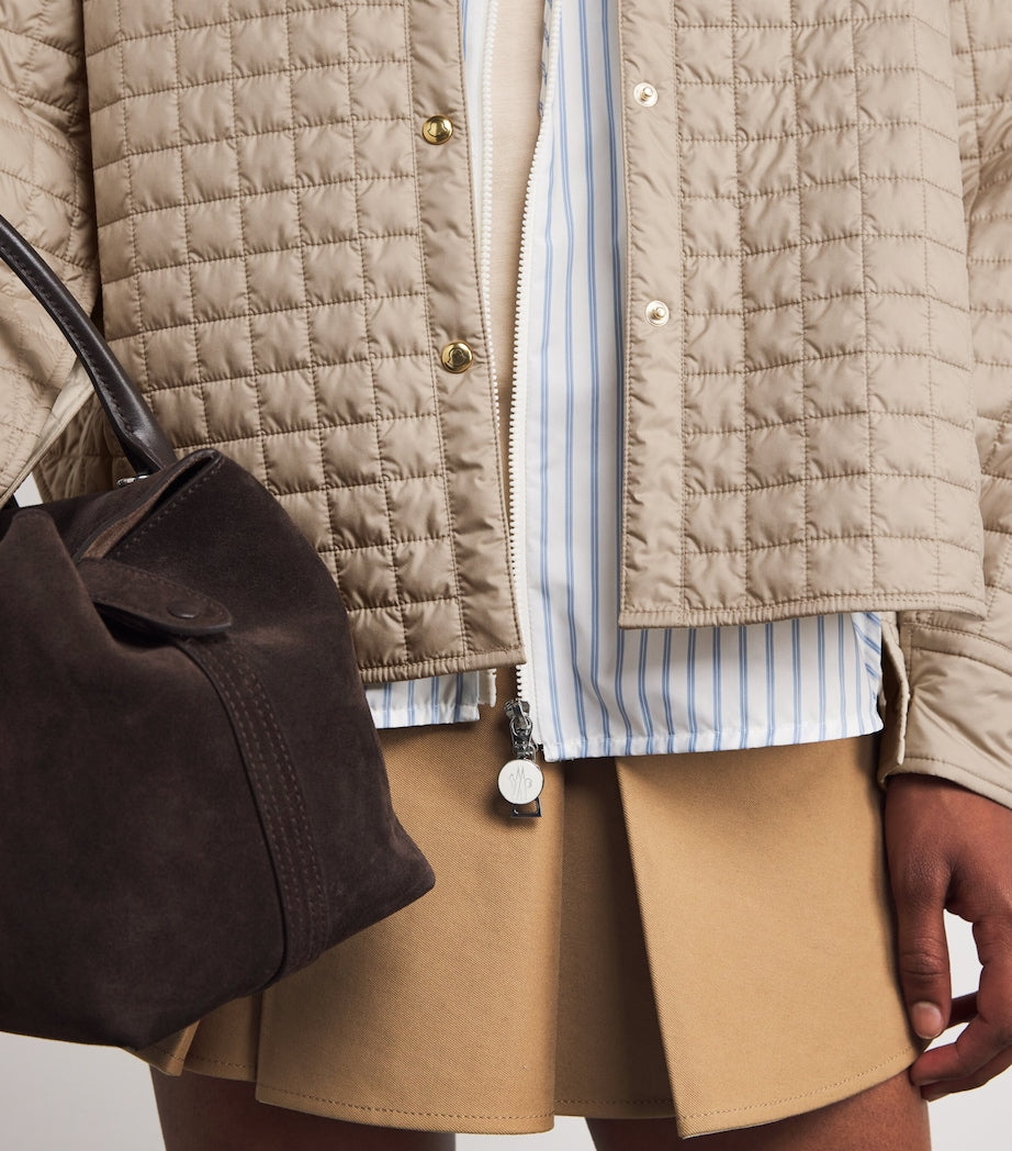 Moncler Beige Microfiber Quilted Reversible Shacket