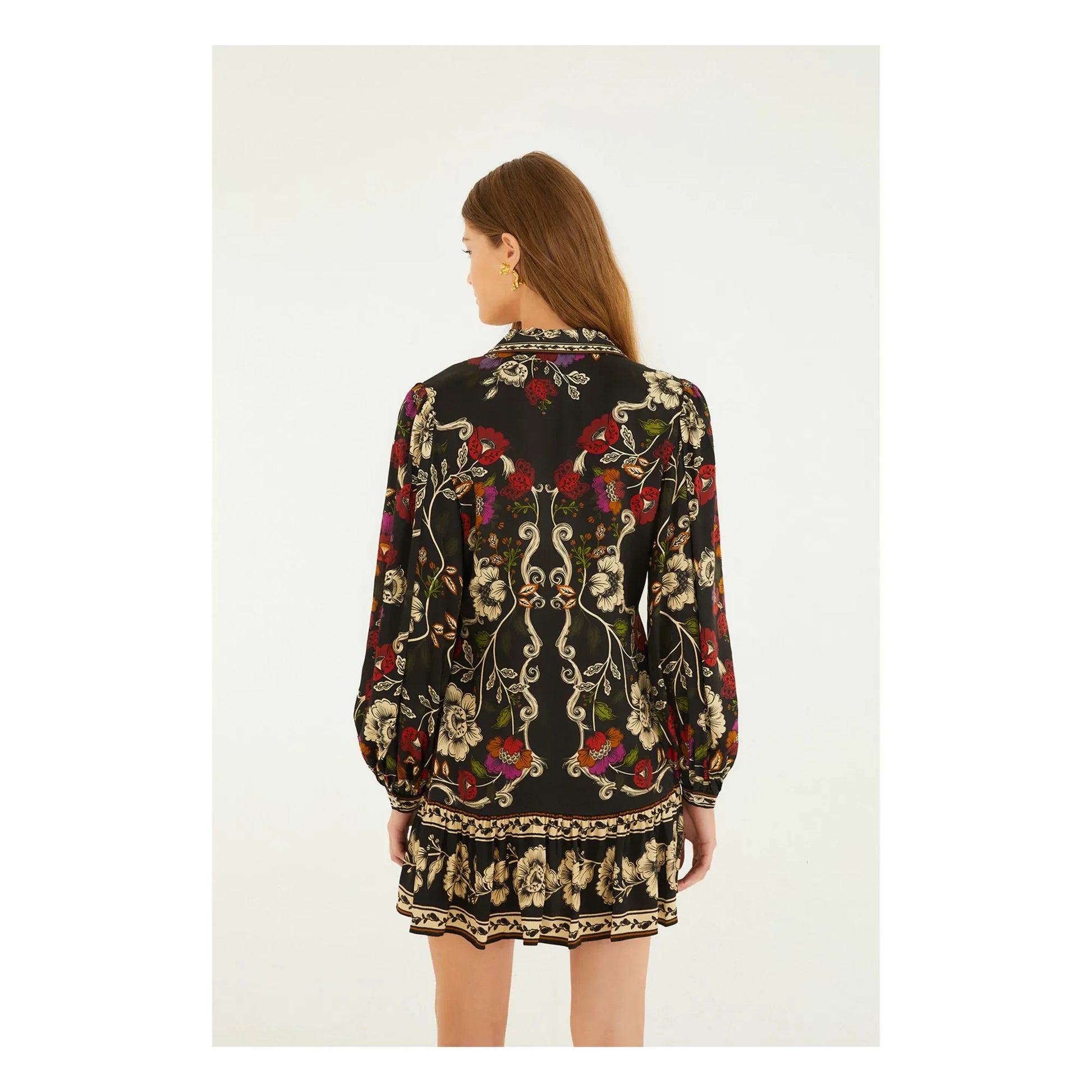Farm Rio - Rococo Flowers Short Dress | Black
