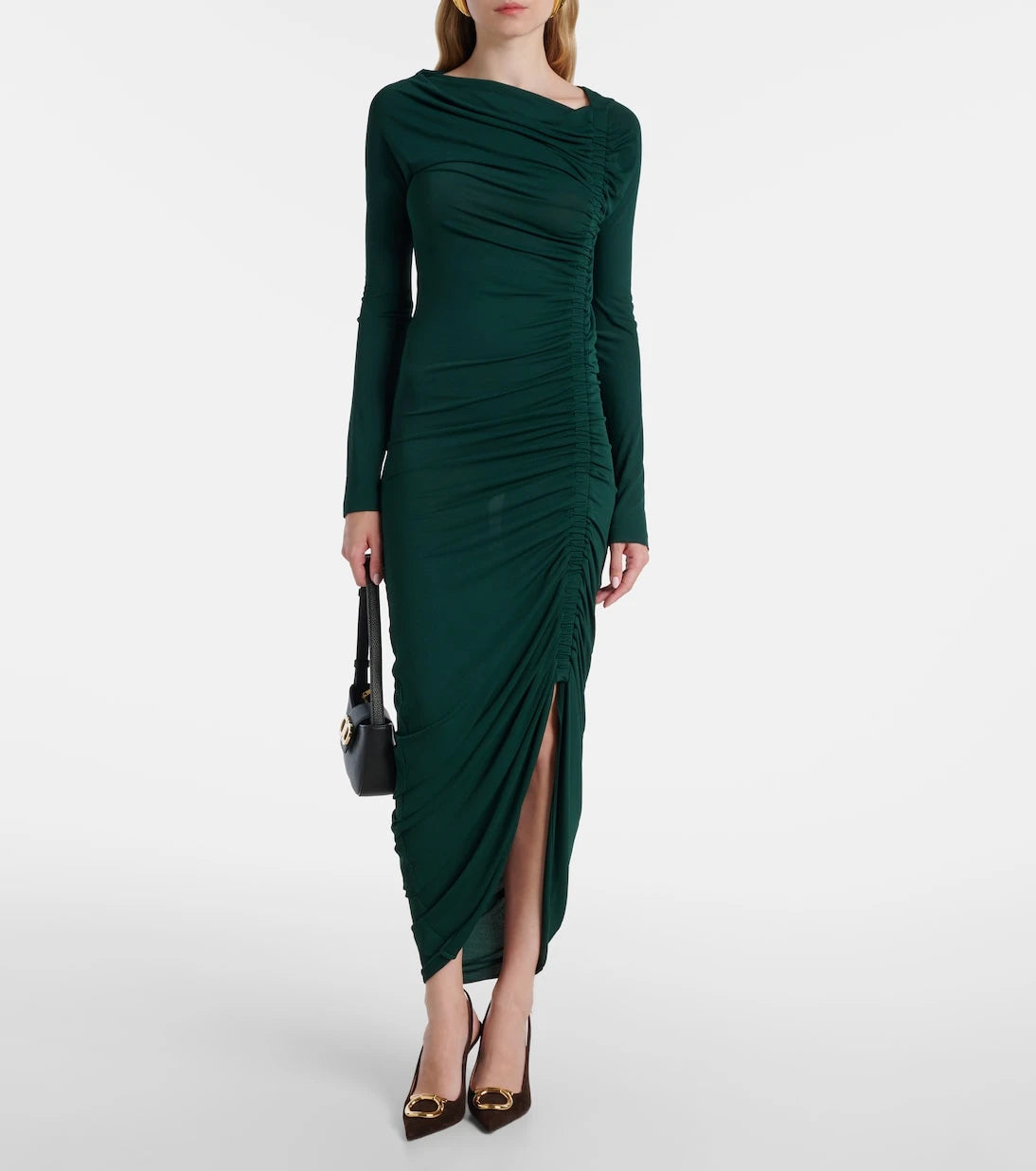 Ferragamo - Gathered jersey midi dress