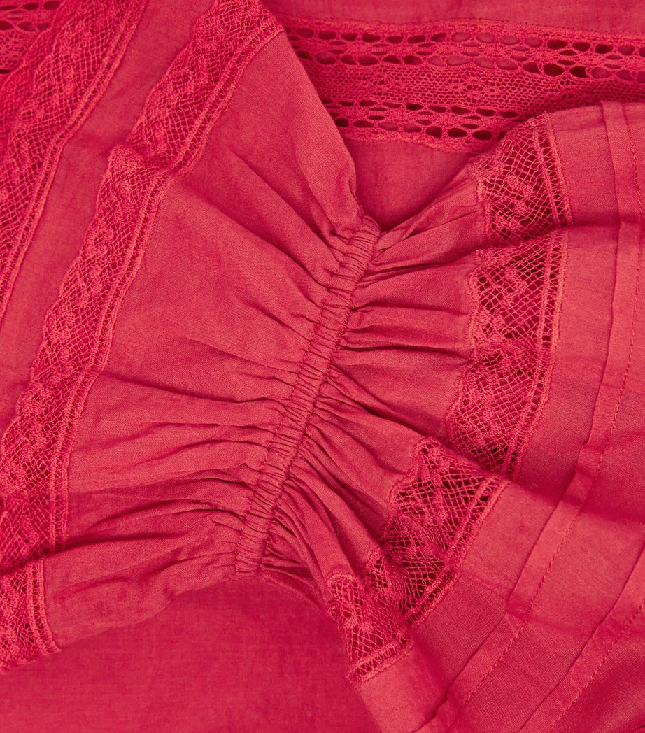 Alice+Olivia Burgundy Cotton Voile Josephine Blouse