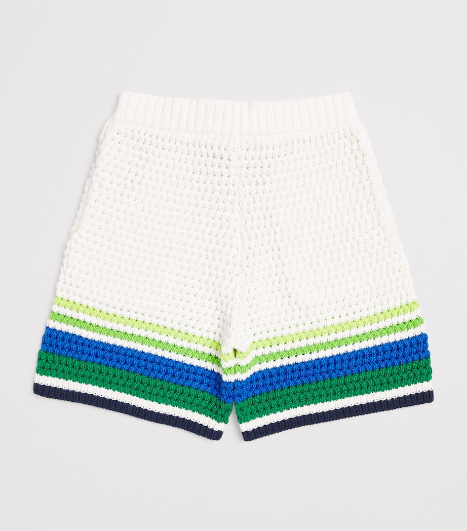Casablanca Kids Cotton Crochet Stripe Shorts (3-14 Years)