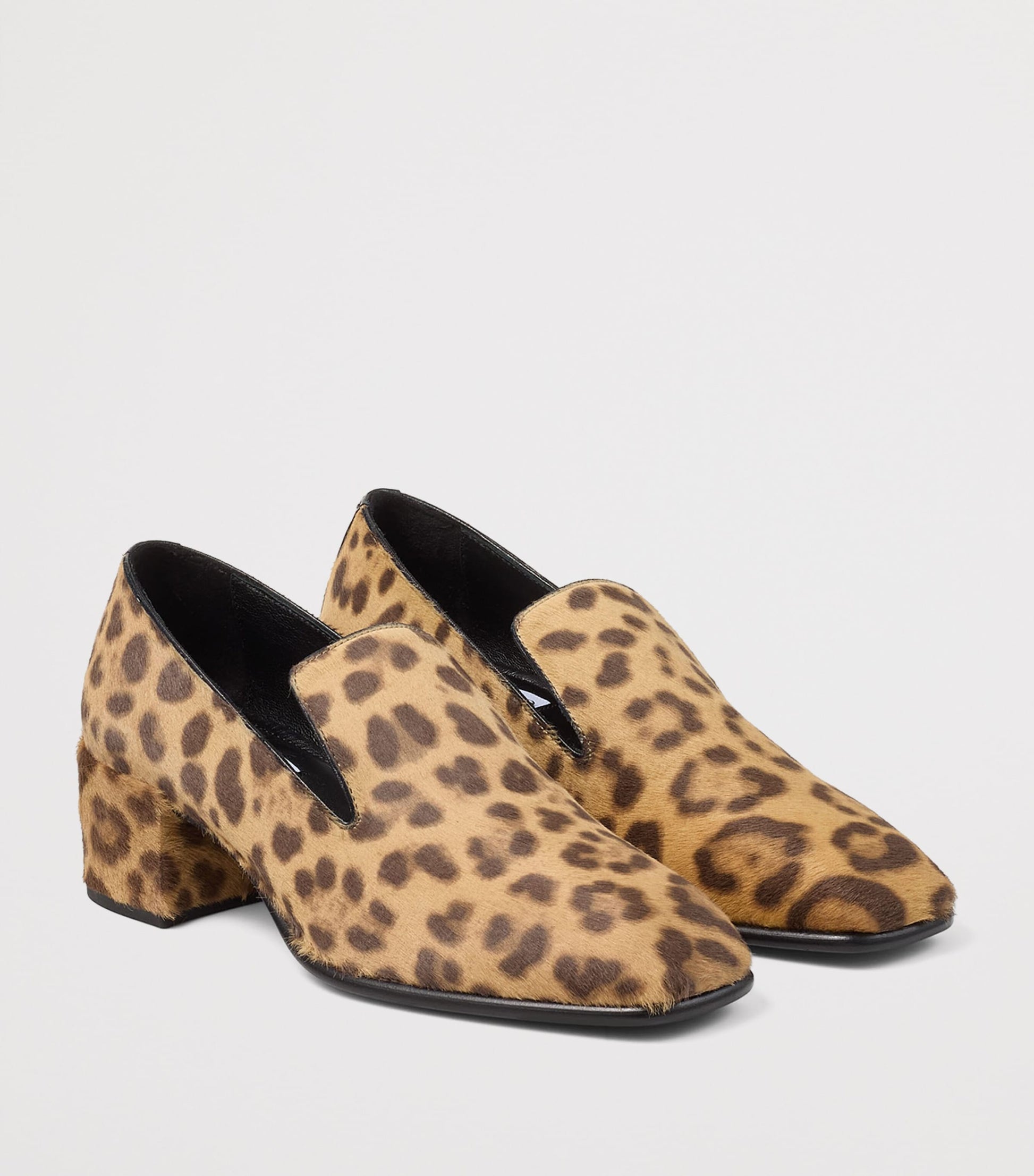Jimmy Choo Neutral Eliot 45 Leopard Print Leather Heeled Loafers