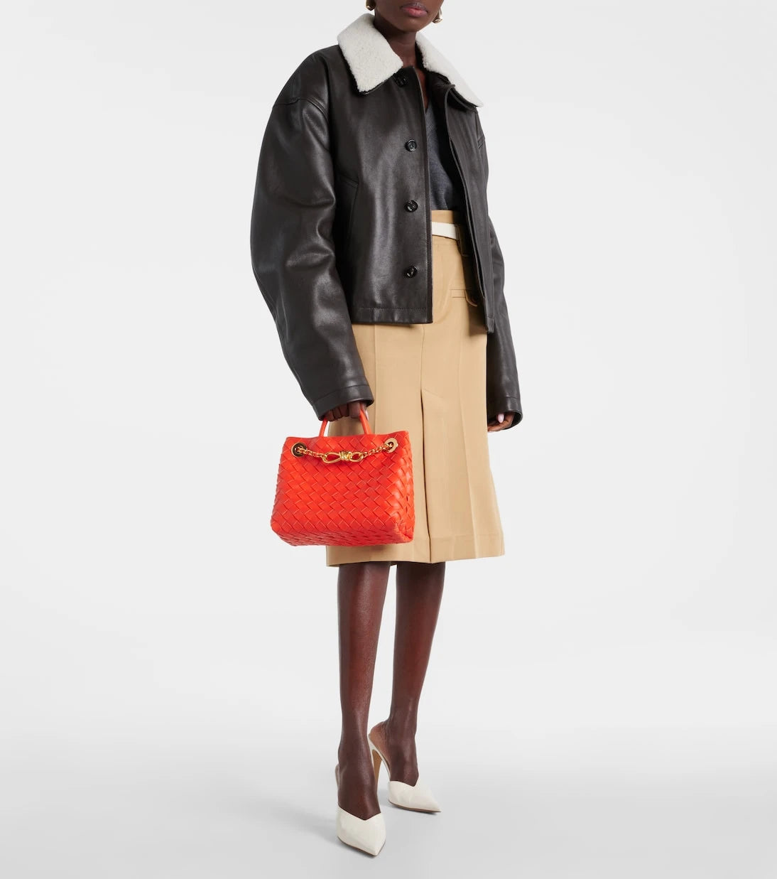 Bottega Veneta - Shearling-trimmed leather jacket