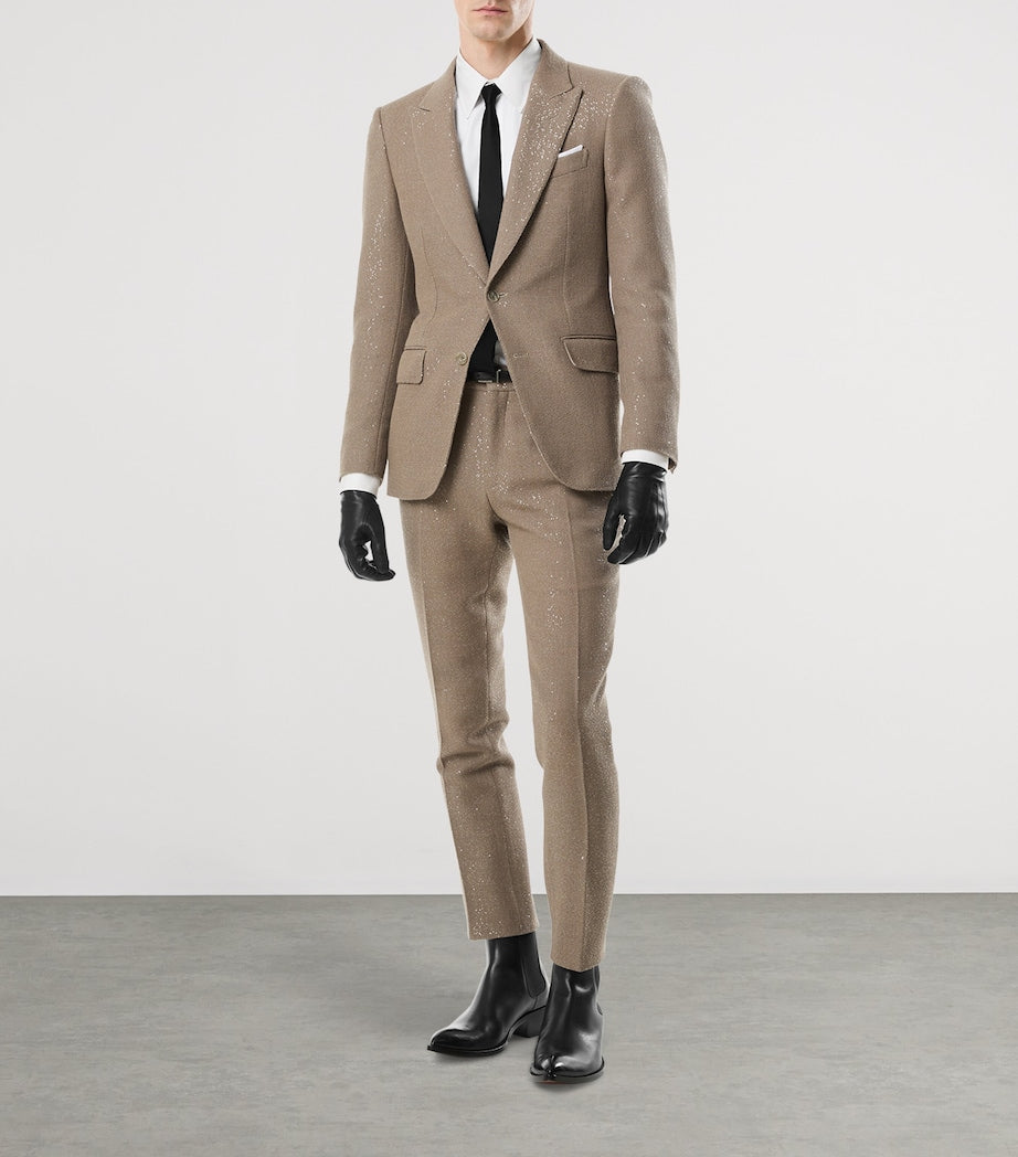 TOM FORD Beige Virgin Wool-Blend Sequinned Blazer