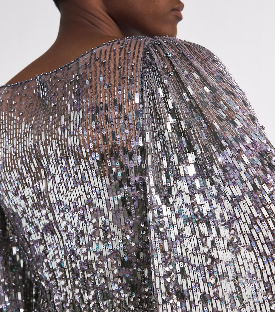 Jenny Packham Metallic Embellished Ines Gown