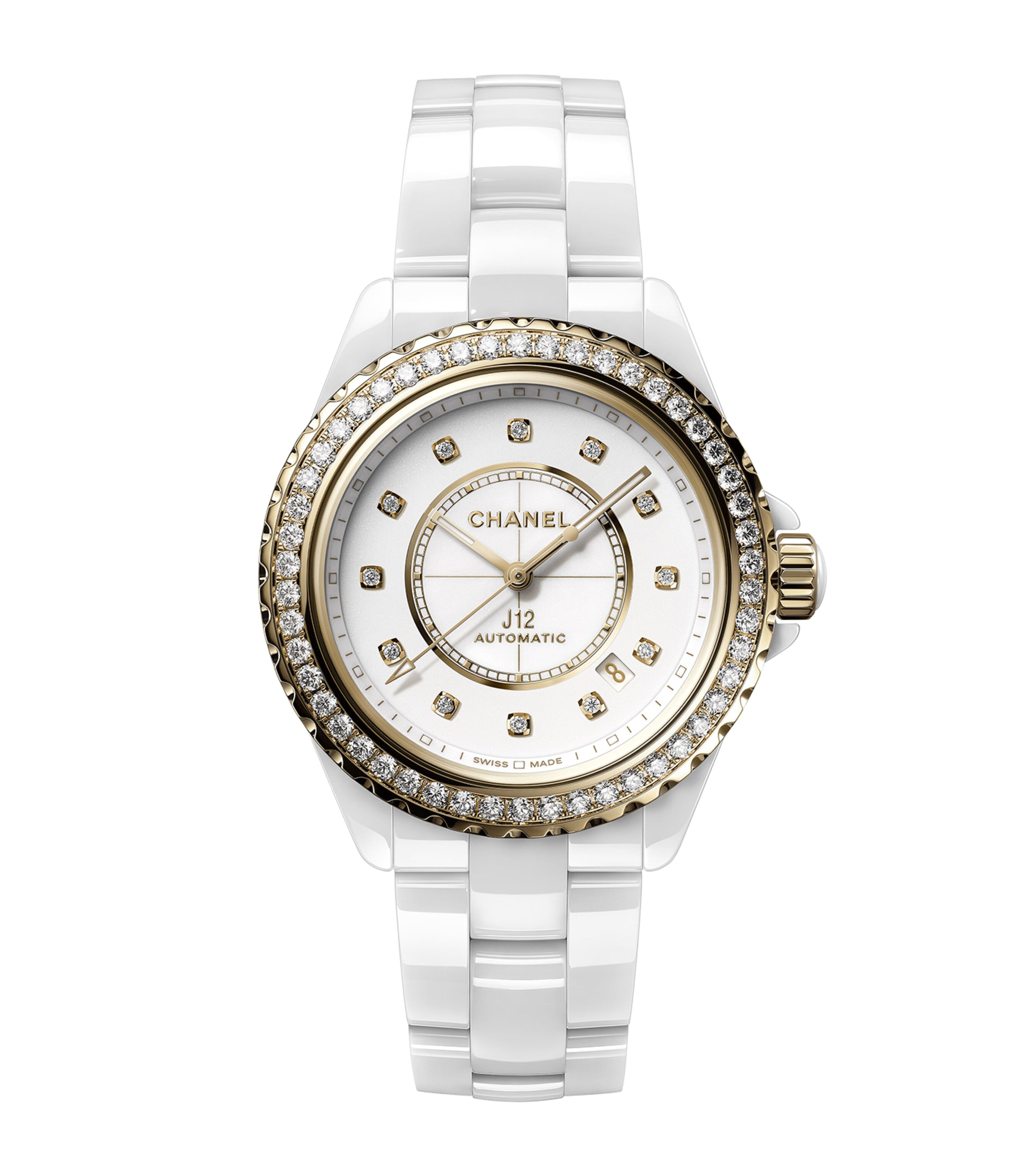CHANEL Yellow Gold, Ceramic and Diamond J12 Calibre 12.1 Watch 38mm