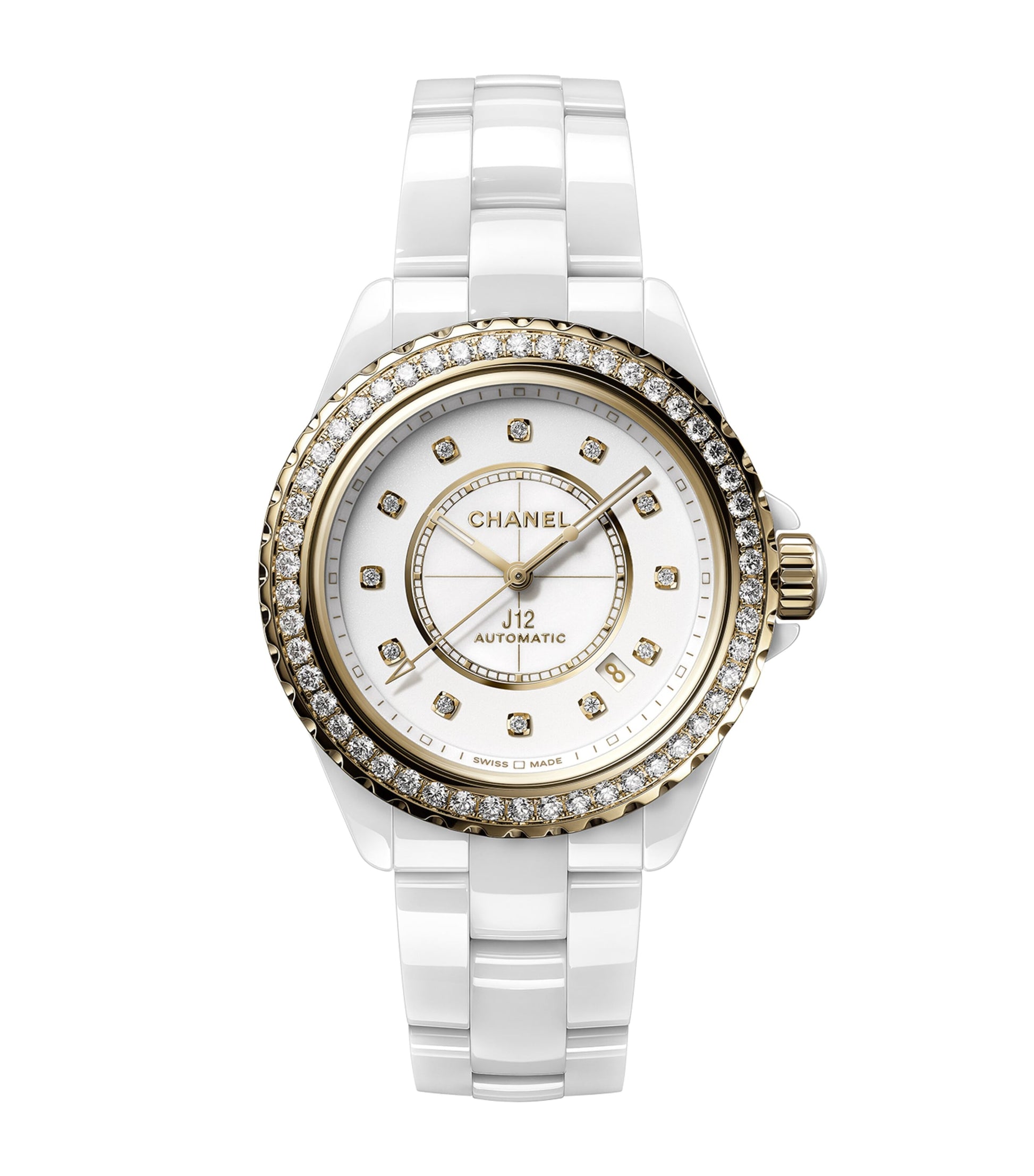 CHANEL Yellow Gold, Ceramic and Diamond J12 Calibre 12.1 Watch 38mm