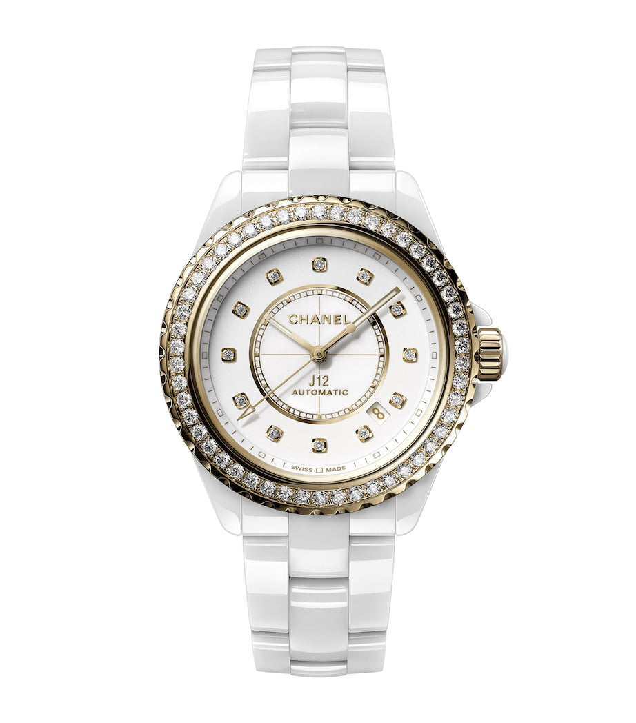 CHANEL Yellow Gold, Ceramic and Diamond J12 Calibre 12.1 Watch 38mm