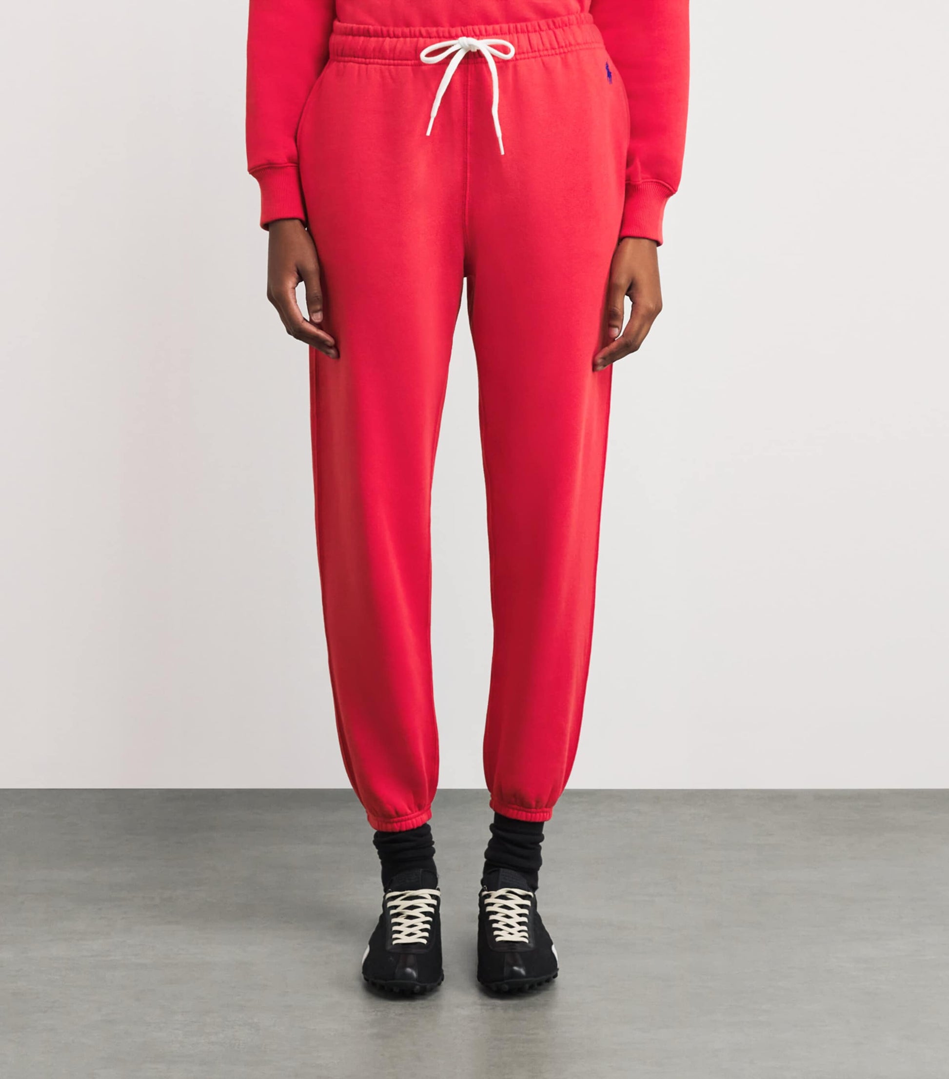 Cotton-Blend Polo Pony Sweatpants DEEP ORANGEY RED