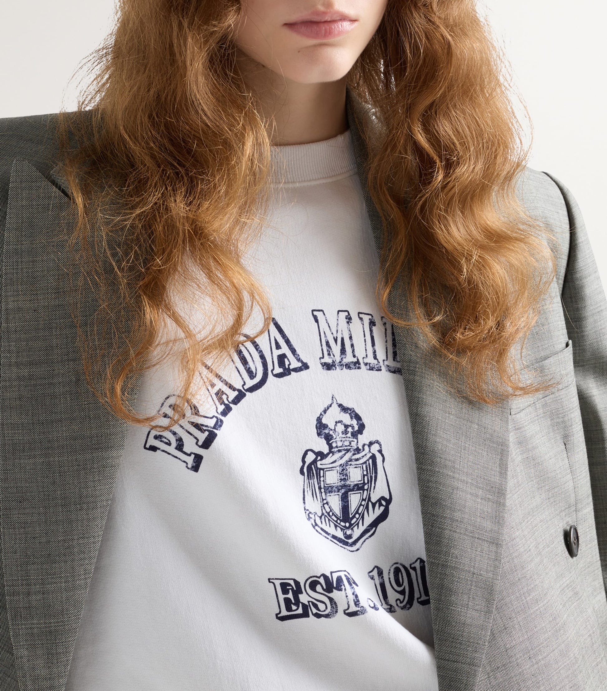 Prada White Cotton Crew-Neck Sweatshirt