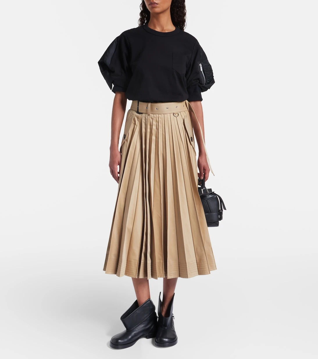 Sacai - Cotton twill and jersey T-shirt
