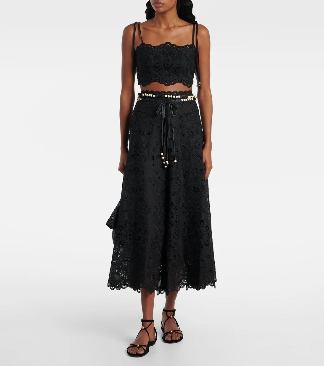 Zimmermann - Rhiannon embroidered cotton midi skirt