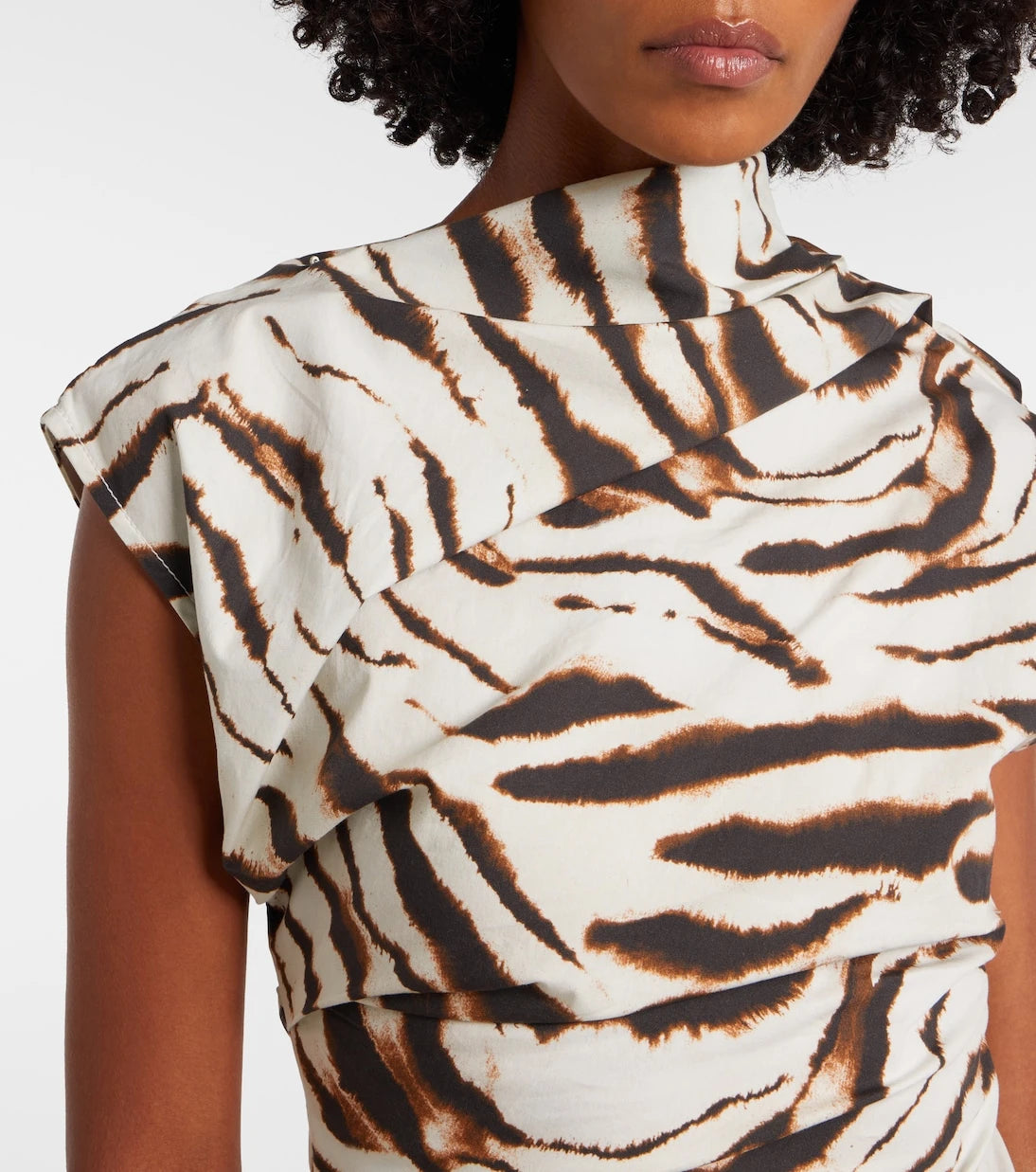 Ganni - Zebra-print cotton-blend top
