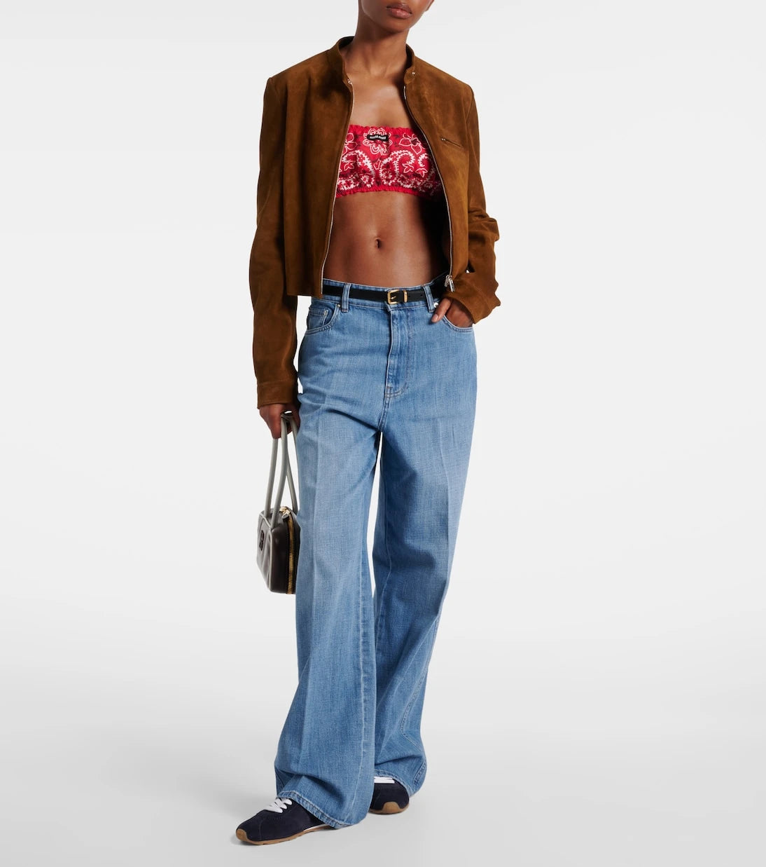 Miu Miu - Printed cotton and linen poplin bandeau top