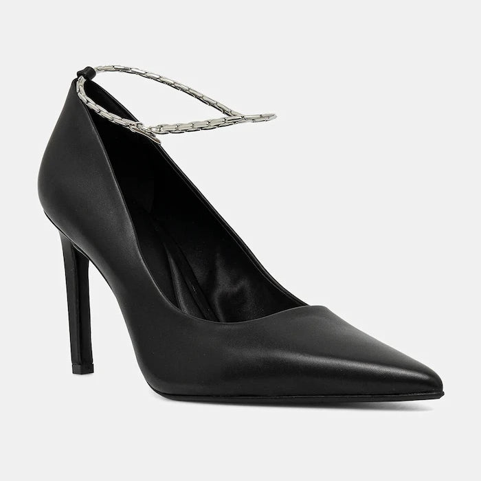 Calvin Klein ESS STILETTO HDW CHAIN LTH 90 İnce Topuklu Deri Ayakkabılar